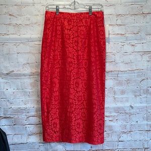 NWT Halogen 2 red bittersweet skirt lace overlay midi pencil back zipper